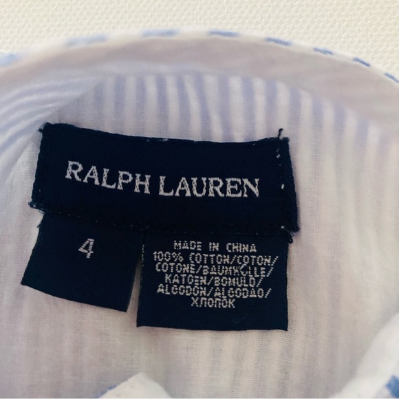 Ralph Lauren Girls 4 Blue Seersucker Wrap Dress - Picture 5 of 9